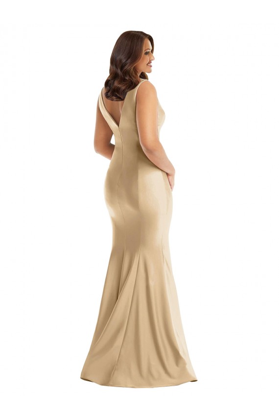 Shirred Shoulder Formal Silky Satin Mermaid Bridesmaid Dress / Prom Dress Bristol