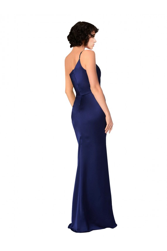 One Shoulder Formal Silky Satin Bridesmaid Dress / Prom Dress with Skirt Slit Bristol
