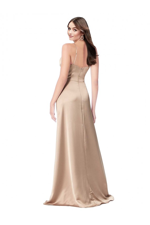 Formal Silky Satin Bridesmaid Dress / Prom Dress with Draped Surplice Bodice Bristol