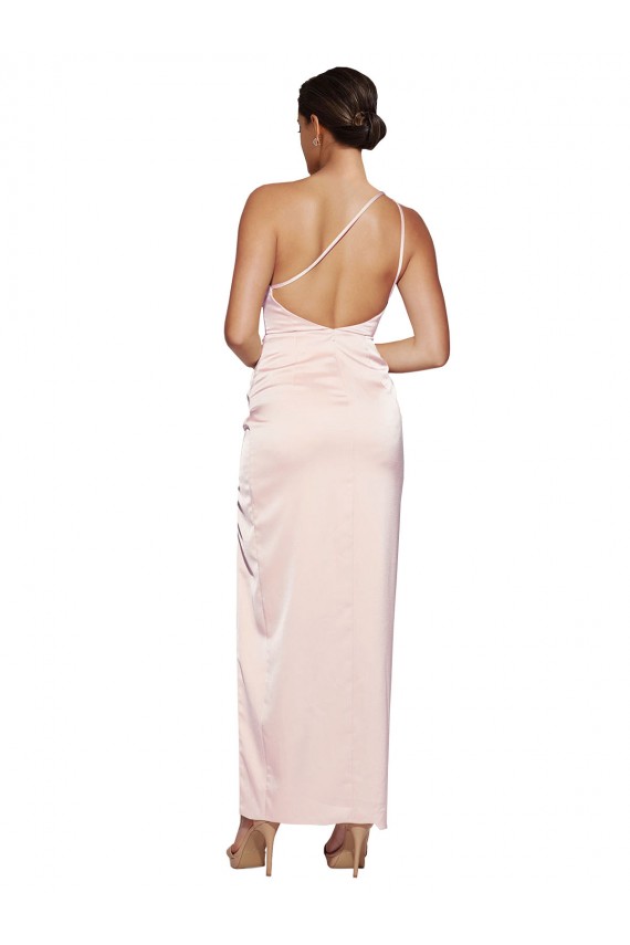 One Shoulder Full Length Long Silky Satin Bridesmaid Dress / Prom Dress with Thigh Split Bristol