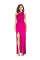 One Shoulder Long Full Length Formal Silky Satin Bridesmaid Dress / Prom Dress with Front Side Split Bristol