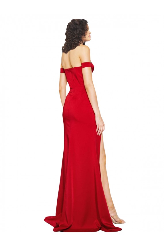 Off the Shoulder Sweetheart Bustier Style Formal Silky Satin Bridesmaid Dress / Prom Dress with Side Split Bristol