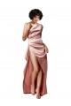 Low Back One Shoulder Full Length Formal Silky Satin Bridesmaid Dress / Prom Dress Bristol