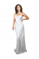 Simple Sweep Train Low Back Tie Cowl Neck Long Silky Satin Beach Wedding Dress Bristol