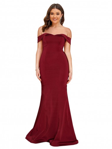 Off Shoulder Sleeves Sweetheart Neckline Long Formal Spandex Bridesmaid Dress / Prom Dress Bristol