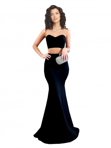 Two Piece High Neck Formal Crepe Bridesmaid Dress / Prom Dress Bristol