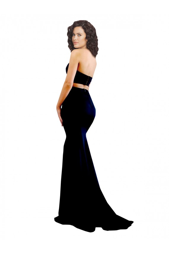 Two Piece High Neck Formal Crepe Bridesmaid Dress / Prom Dress Bristol