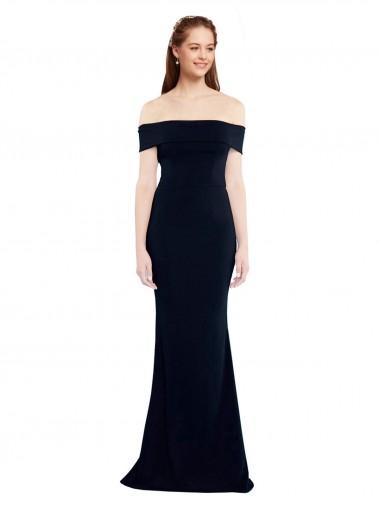 Off the Shoulder Fitted Formal Crepe Bridesmaid Dress / Prom Dress with Back Cut Out Bristol