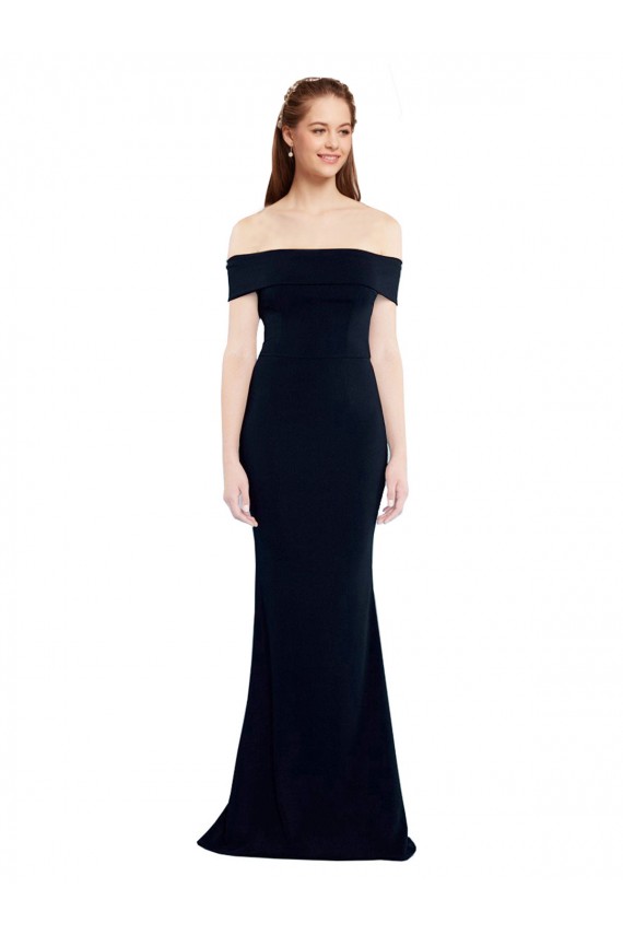 Off the Shoulder Fitted Formal Crepe Bridesmaid Dress / Prom Dress with Back Cut Out Bristol