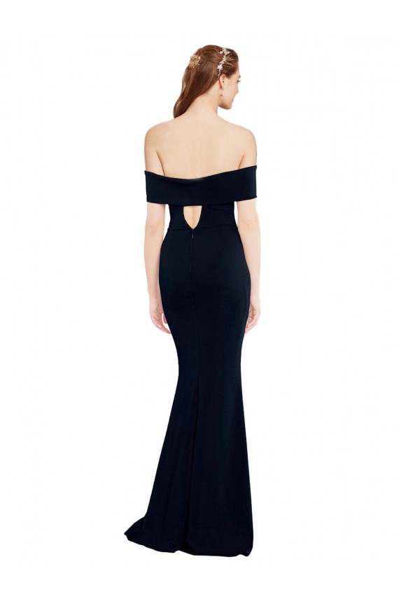 Off the Shoulder Fitted Formal Crepe Bridesmaid Dress / Prom Dress with Back Cut Out Bristol