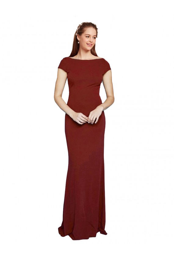 Cap Sleelves Mermaid Formal Crepe Bridesmaid Dress / Prom Dress Keyhole Back Bristol