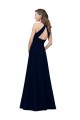 High Neck Crepe Bridesmaid Dress / Prom Dress with Pleats and Keyhole Back Bristol