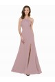 High Neck Crepe Bridesmaid Dress / Prom Dress with Pleats and Keyhole Back Bristol