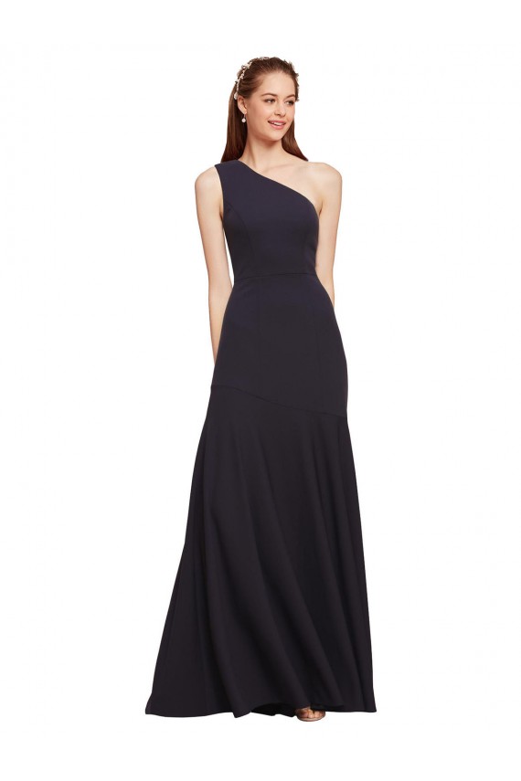 Fit and Flare Formal Crepe Bridesmaid Dress / Prom Dress with One Shoulder Bristol