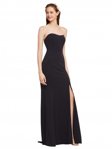 Strapless Bodycon Long Formal Crepe Bridesmaid Dress / Prom Dress with High Slit Bristol