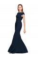 Fit and Flare Long Formal Crepe Bridesmaid Dress / Prom Dress with Tie Open Back Bristol