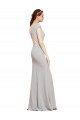 Fit and Flare Long Formal Crepe Bridesmaid Dress / Prom Dress with Tie Open Back Bristol