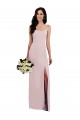Spaghetti Strap V Back Formal Crepe Bridesmaid Dress / Prom Dress with Front Slit Bristol