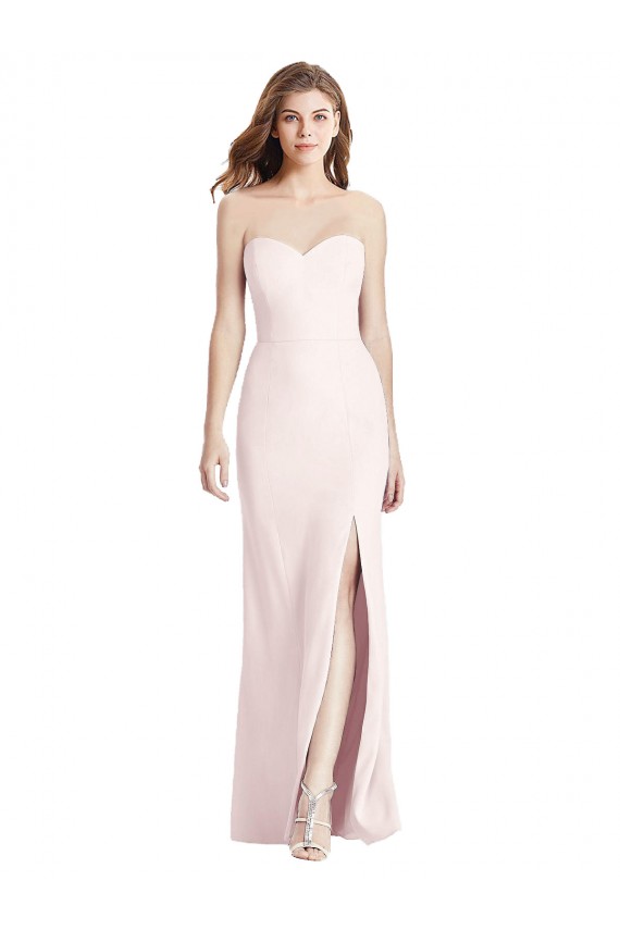 Strapless Crepe Trumpet Bridesmaid Dress / Prom Dress with Front Slit Bristol