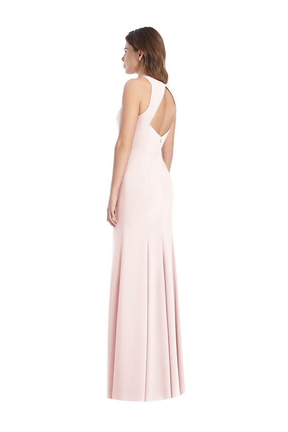 Diamond Cutout Back Trumpet Bridesmaid Dress / Prom Dress with Front Slit Bristol