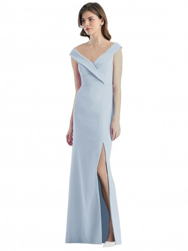 Romantic Off the Shoulder Long Maxi Bridesmaid Dress with Side Slit Bristol
