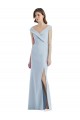 Romantic Off the Shoulder Long Maxi Bridesmaid Dress with Side Slit Bristol