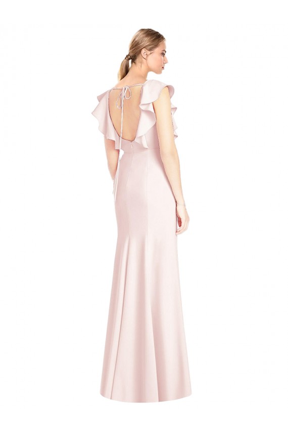Ruffle Cap Sleeves Open Back Trumpet Bridesmaid Dress / Prom Dress Bristol