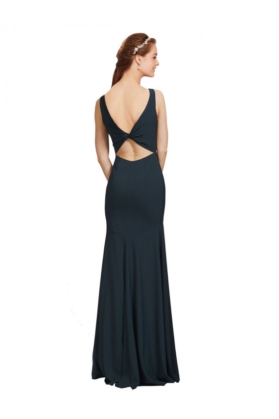 Sleeveless Bateau Neckline Crepe Bridesmaid Dress / Prom Dress with Twist Back Bristol