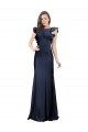 Sleeveless Crepe Bridesmaid Dress / Prom Dress with Cascading Ruffle and Keyhole Back Bristol