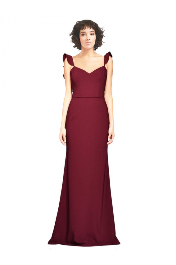 Crepe Slip Bridesmaid Dress / Prom Dress with Ruffled Straps Bristol