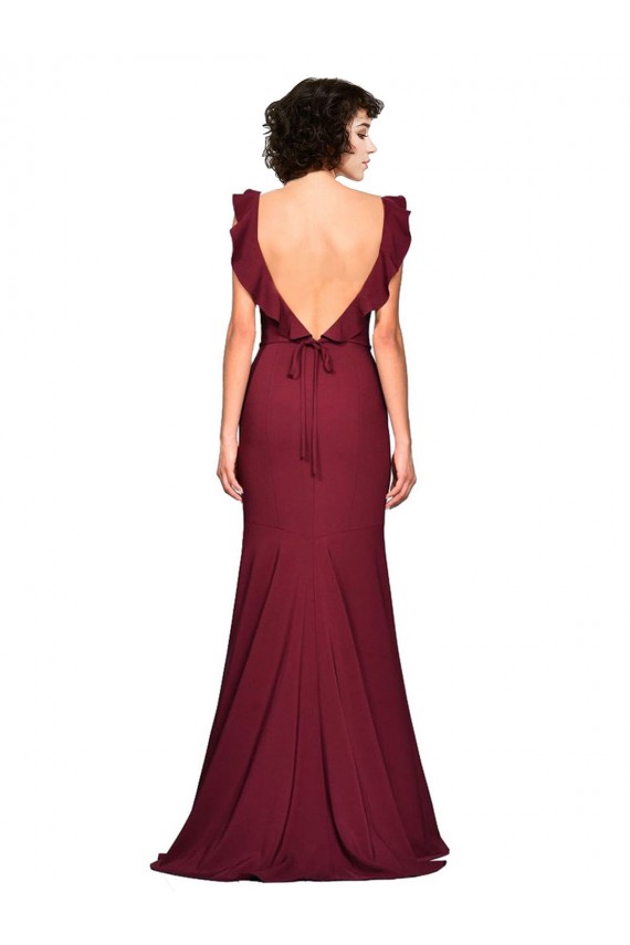 Crepe Slip Bridesmaid Dress / Prom Dress with Ruffled Straps Bristol
