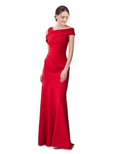 Sleeveless Ruched Formal Crepe Mermaid Bridesmaid Dress / Prom Dress with Off The Shoulder Detail Bristol