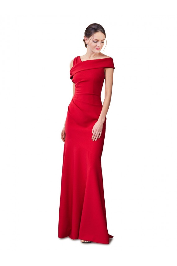 Sleeveless Ruched Formal Crepe Mermaid Bridesmaid Dress / Prom Dress with Off The Shoulder Detail Bristol