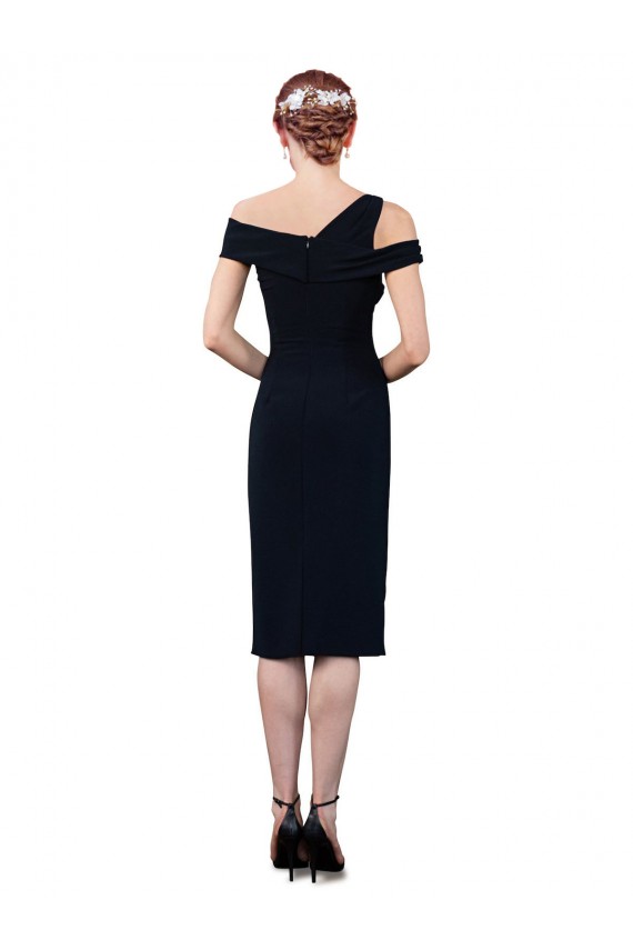 Draped Cross Shoulder Stretch Formal Crepe Cocktail Dress / Homecoming Dress Bristol