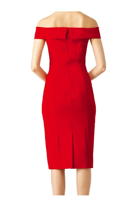 Off the Shoulder Square Neck Cocktail Length Bridesmaid Dress / Prom Homecoming Dress Bristol