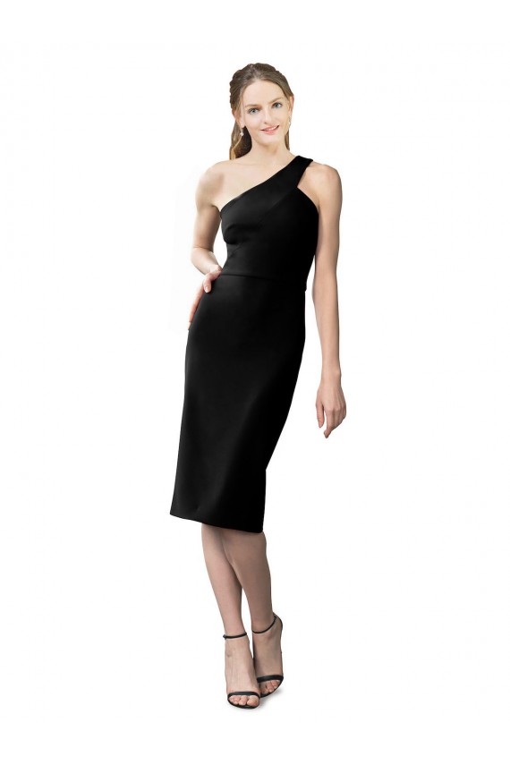 One Shoulder Short Formal Crepe Cocktail Length Bridesmaid Dress / Prom Homecoming Dress Bristol