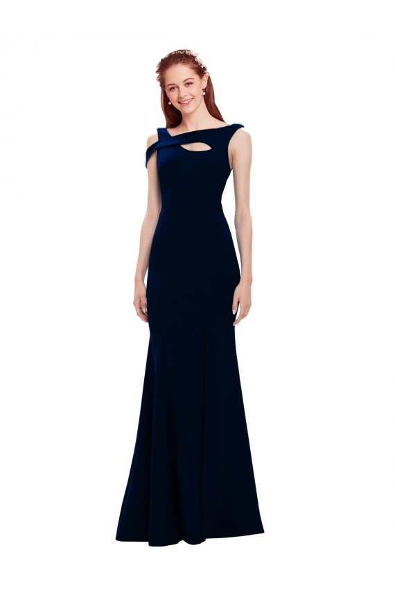 Sleeveless Formal Crepe Mermaid Bridesmaid Dress / Prom Dress with Side Slit Bristol