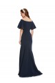 Off the Shoulder Formal Crepe Bridesmaid Dress / Prom Dress with Short Ruffle Sleeves. Bristol