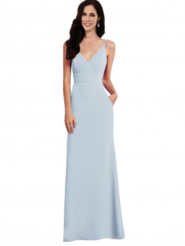 V Back Spaghetti Strap Maxi Bridesmaid Dress / Prom Dress with Pockets Bristol