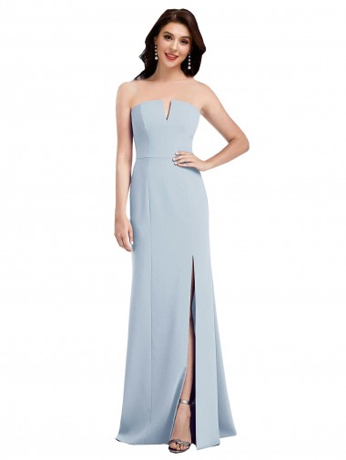 Strapless Notch Crepe Bridesmaid Dress / Prom Dress with Front Slit Bristol