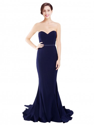 Strapless Sweetheart Neckline Crepe Bridesmaid Dress / Prom Dress with Satin Waistband Bristol