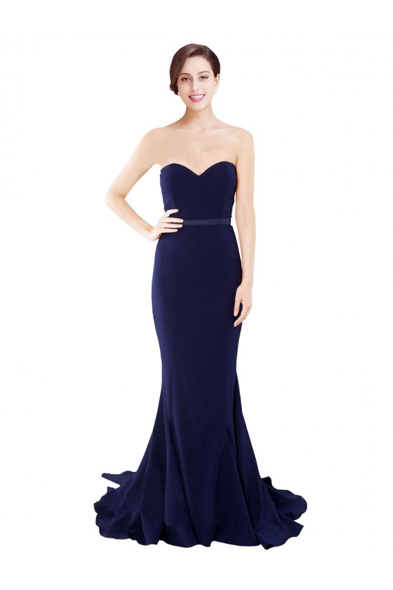 Strapless Sweetheart Neckline Crepe Bridesmaid Dress / Prom Dress with Satin Waistband Bristol