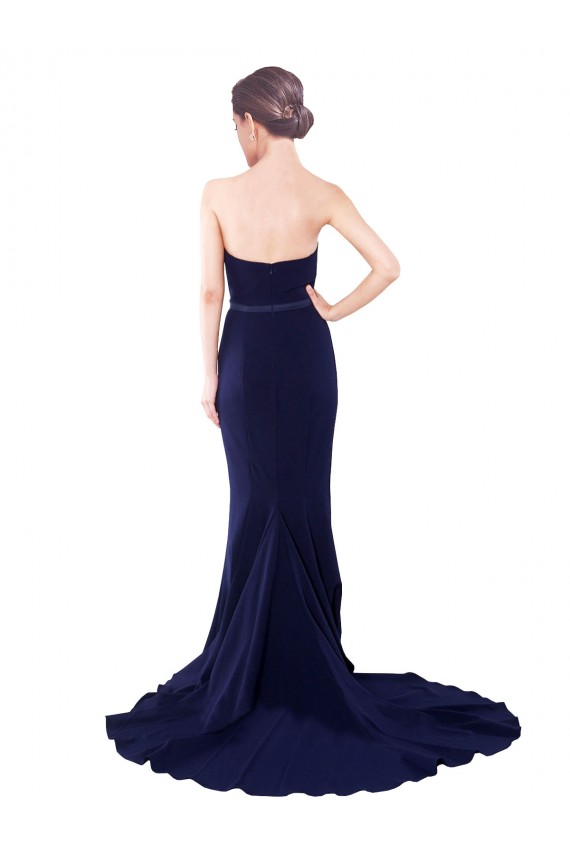 Strapless Sweetheart Neckline Crepe Bridesmaid Dress / Prom Dress with Satin Waistband Bristol