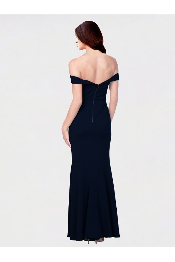 Mermaid Off the Shoulder Long Formal Crepe Bridesmaid Dress / Prom Dress with Low Back Bristol
