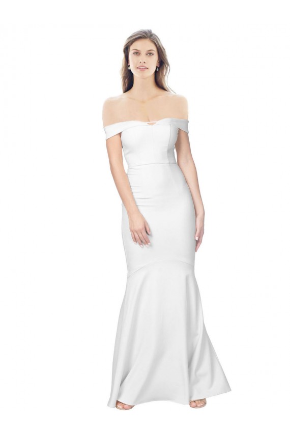 Mermaid Off the Shoulder Long Formal Crepe Bridesmaid Dress / Prom Dress with Low Back Bristol