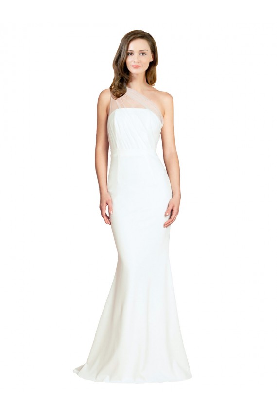 Soft Tulle Shoulder Overlay Mermaid One Shoulder Formal Crepe Bridesmaid Dress Bristol