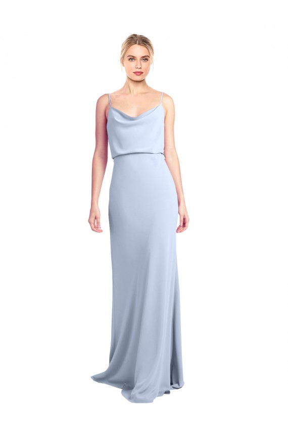 Feminine Cowl Neck Slim Floor Length Stretch Formal Crepe Bridesmaid Dress / Prom Dress Bristol