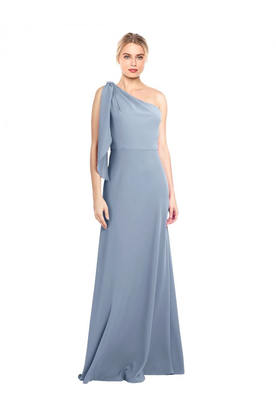 Draped Flutter Sleeves One Shoulder Stretch Formal Crepe Bridesmaid Dress / Prom Dress Bristol