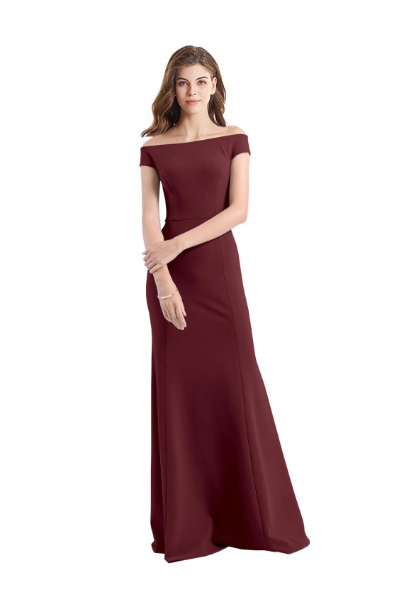Off the Shoulder Fit and Flare Stretch Crepe Bridesmaid Dress / Prom Dress Bristol