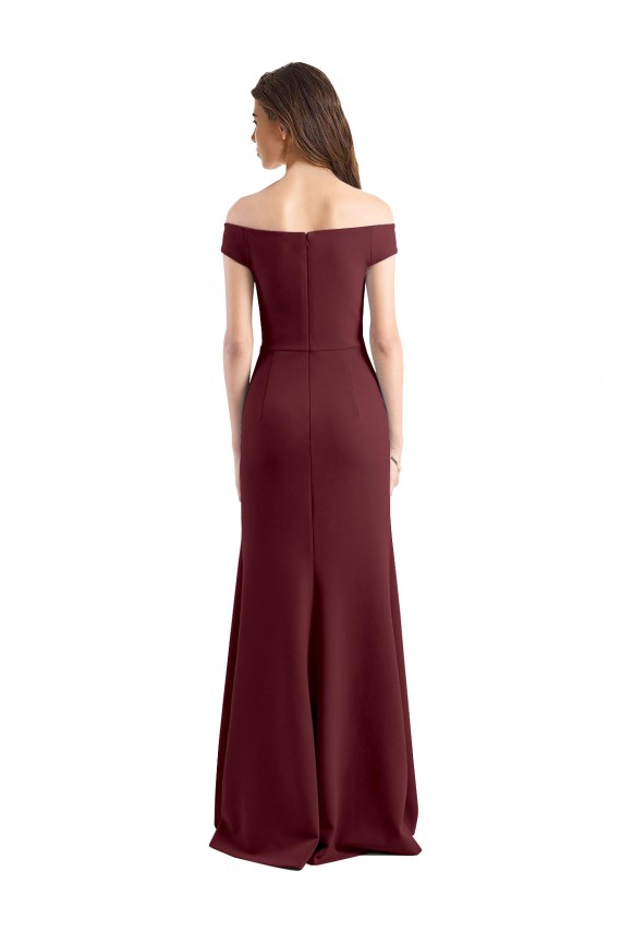 Off the Shoulder Fit and Flare Stretch Crepe Bridesmaid Dress / Prom Dress Bristol